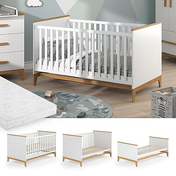 VitaliSpa® Babybett Malia, Weiß/Eiche, 70x140 cm günstig online kaufen