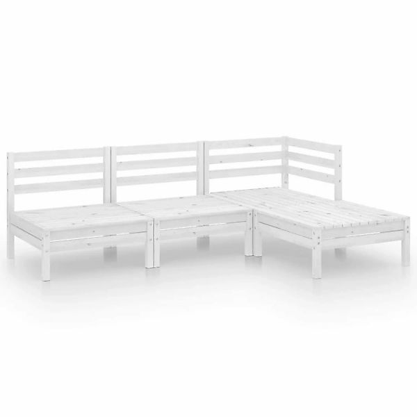 4-tlg. Garten-lounge-set Massivholz Kiefer Weiß günstig online kaufen