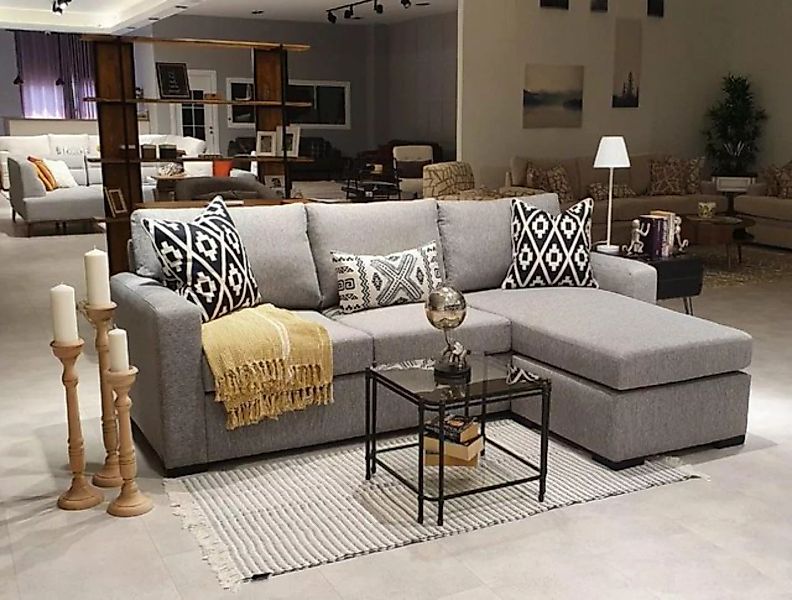 JVmoebel Ecksofa Grau Ecksofa L-Form Polster Möbel Wohnzimmer Sofa Design E günstig online kaufen