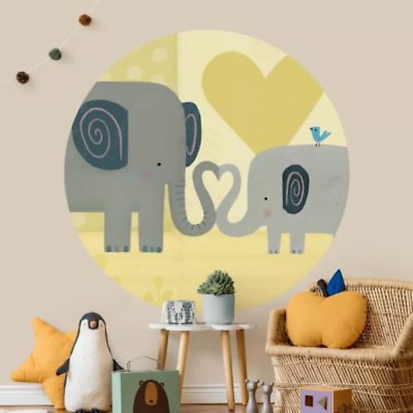Bilderwelten Runde Tapete selbstklebend Kinderzimmer Mama und ich - Elefant günstig online kaufen
