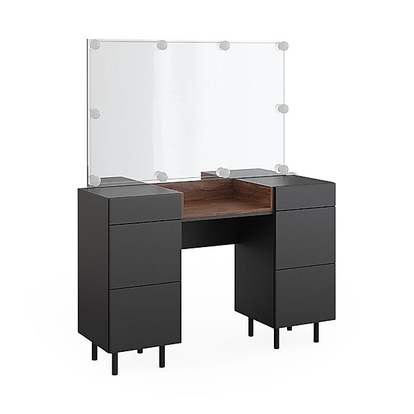 Vicco Schminktisch Anika Anthrazit/Nussbaum 120 cm mit LED Beleuchtung günstig online kaufen