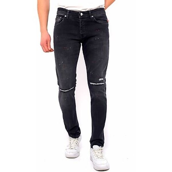 True Rise  Slim Fit Jeans Ripped Hosen Mit Farbspritzern Slim günstig online kaufen