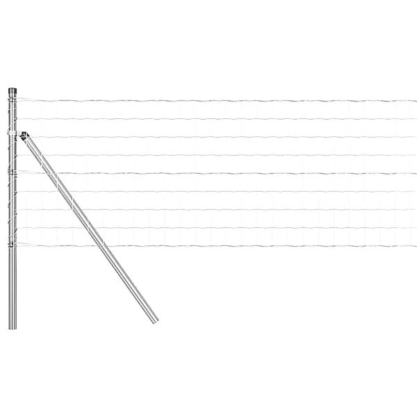 vidaXL Zaun mit Pfosten Silber 0,8 x 25 m Stahl und PVC 3350531 günstig online kaufen