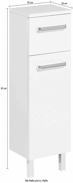 Saphir Unterschrank "Quickset Badschrank mit 1 Tür, 1 Schublade, 25 cm brei günstig online kaufen