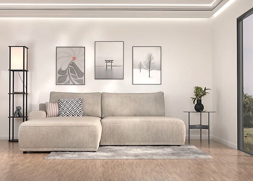 TRENDMANUFAKTUR Ecksofa »Fordon II, Schlafsofa mit Bettkasten, Couch in L-F günstig online kaufen