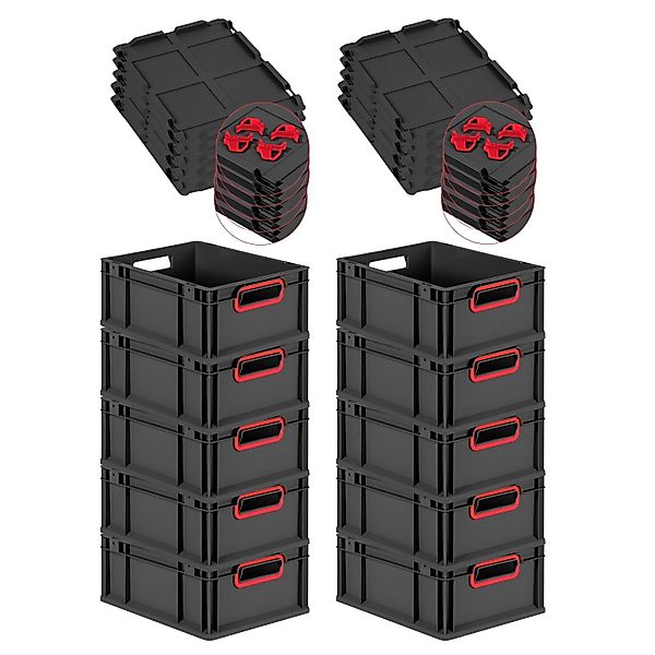 PROREGAL SuperSparSet 10x Eurobox Nextgen Color Mit Auflagedeckel HxBxT 17x günstig online kaufen