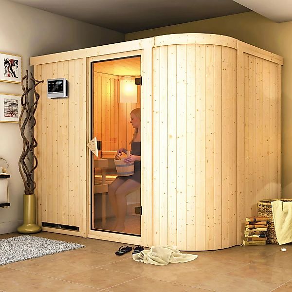 Karibu Sauna Thea 4 mit Bio-Ofen externe Stg.Natur günstig online kaufen