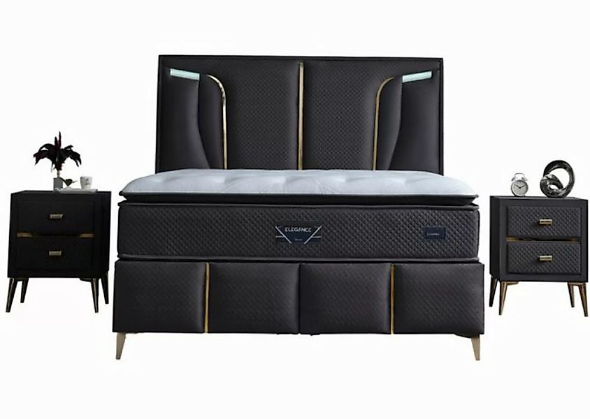 Villa Möbel Boxspringbett Elegance (Bett Set, Bett Set aus Bettkasten, Kopf günstig online kaufen