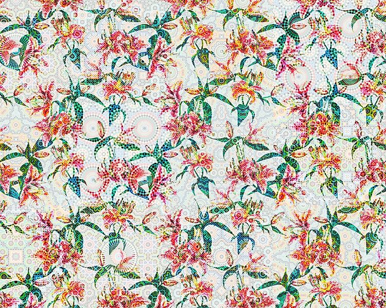 Fototapete "mosaic lilies1" 4,00x2,70 m / Strukturvlies Klassik günstig online kaufen