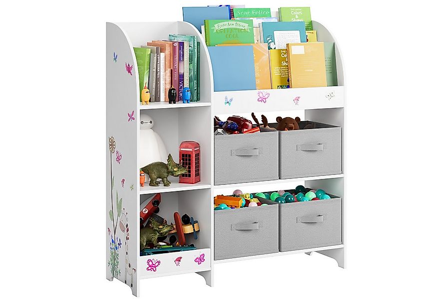 HOMECHO Spielzeugtruhe, Kinderregal mit 4 Stoffschubladen, Weiß, Kinderzimm günstig online kaufen