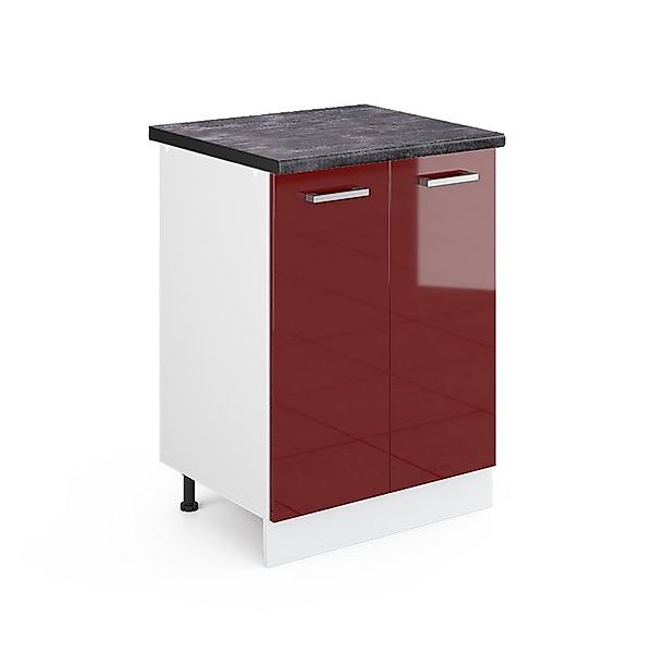 Vicco Unterschrank R-Line, Bordeaux Hochglanz/Weiß, 60 cm, AP Eiche günstig online kaufen