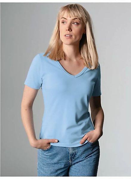 Trigema T-Shirt TRIGEMA V-Shirt aus Baumwolle/Elastan (1-tlg) günstig online kaufen