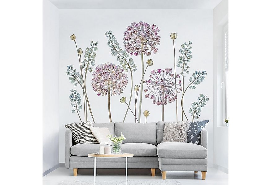 Bilderdepot24 Fototapete Blumen Allium Illustration Blumentapete Floral Nat günstig online kaufen