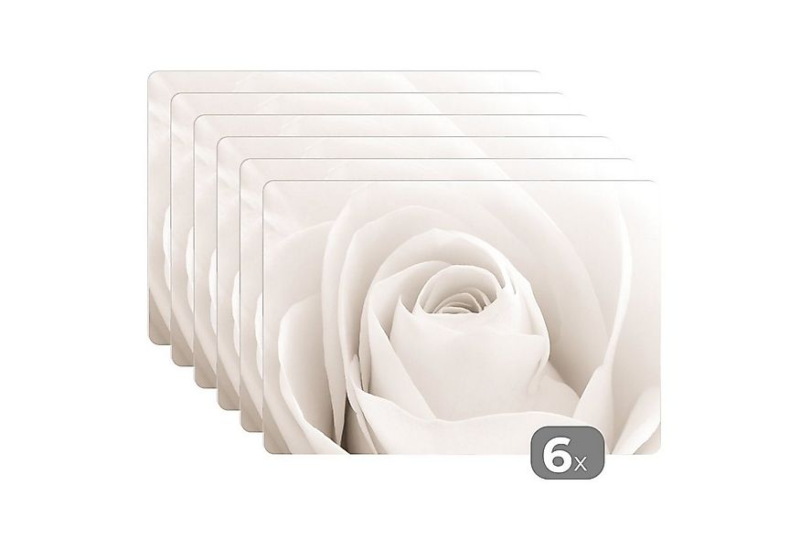 MuchoWow Platzset Rose - Weiß - Floral - Botanisch - Natur, (6-St), Platzse günstig online kaufen