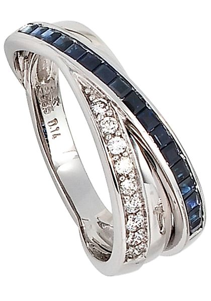 JOBO Fingerring "Ring mit Safir und 9 Diamanten", 585 Weißgold günstig online kaufen