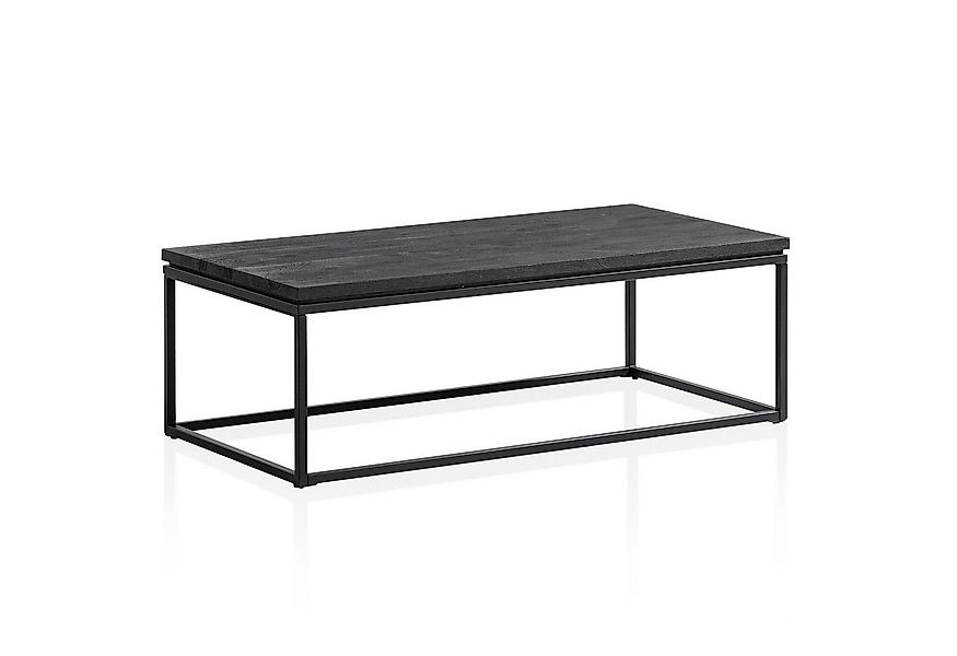 Wohnling Couchtisch Couchtisch 120x60x40 cm Massivholz Schwarz Sofatisch Wo günstig online kaufen