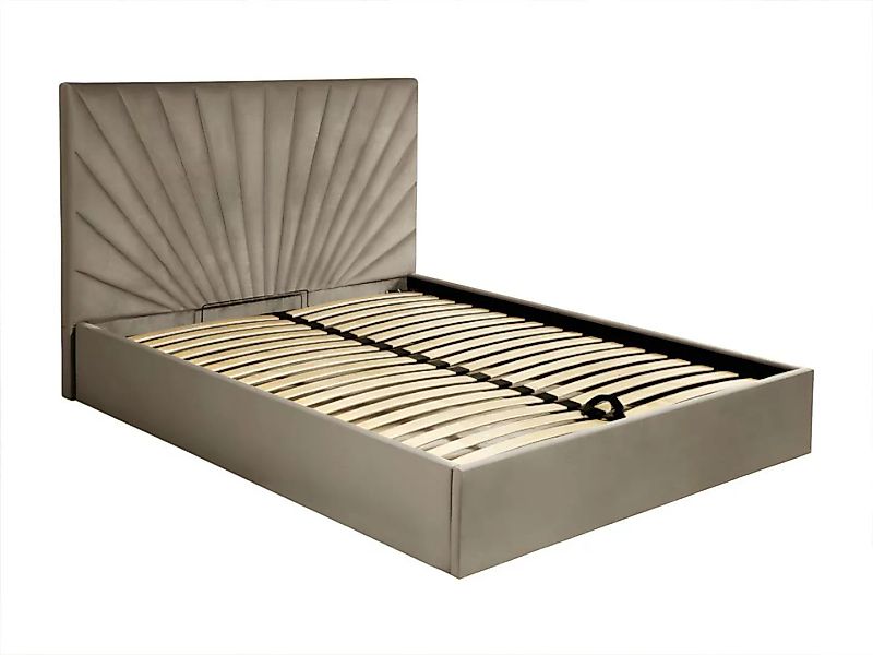Polsterbett mit Bettkasten - 160 x 200 cm - Samt - Graubraun - RILIODA von günstig online kaufen