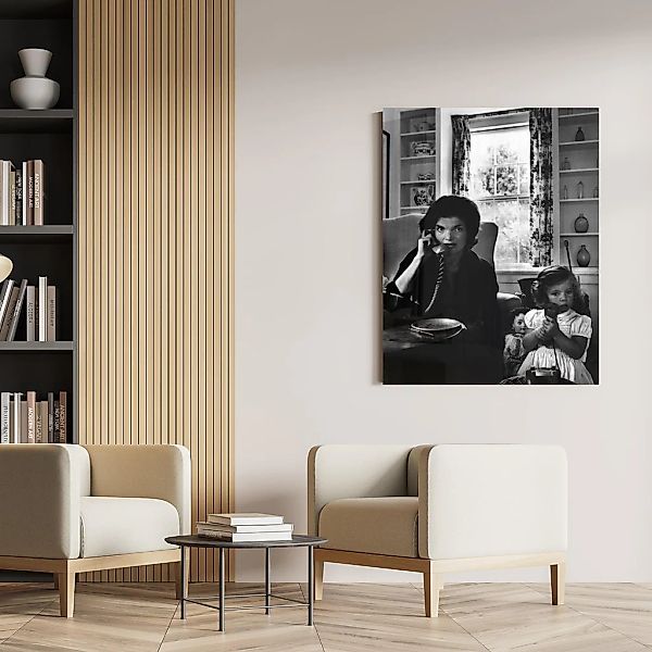 queence Acrylglasbild "Jackie Kennedy mit Kind", Schwarz-Weiß-Frau-Stars-Po günstig online kaufen