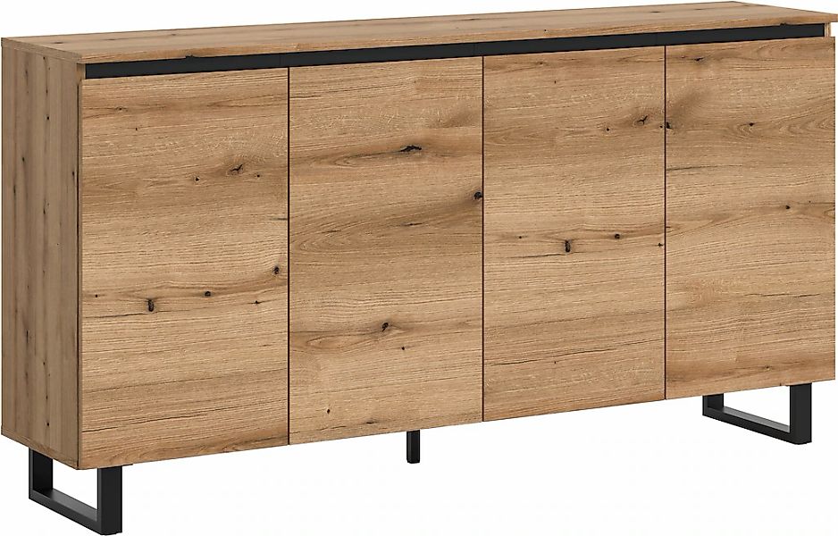 Home affaire Sideboard "TOMA, Breite: 160 cm, mit Metall-Kufen-Fuß, 4 Türen günstig online kaufen