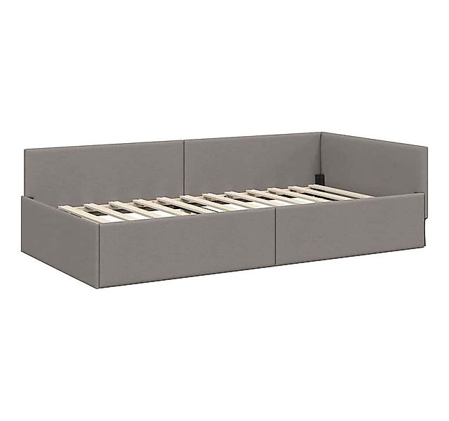 vidaXL Bett Eckbettgestell mit Kopfteil Taupe 80 cm x 200 cm Samt (1-tlg) günstig online kaufen