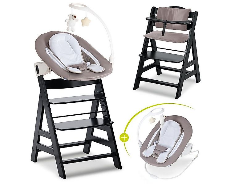 Hauck Hochstuhl Alpha Plus Black Newborn Set Deluxe, Holz Babystuhl ab Gebu günstig online kaufen