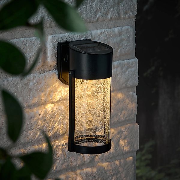 Lyme Solar-Wandleuchte aus Crackle-Glas Warmweiß günstig online kaufen