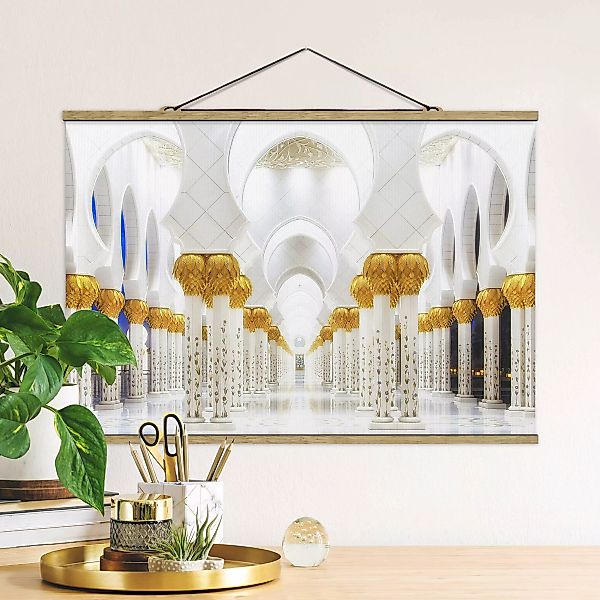 Stoffbild Architektur mit Posterleisten - Querformat Moschee in Gold günstig online kaufen