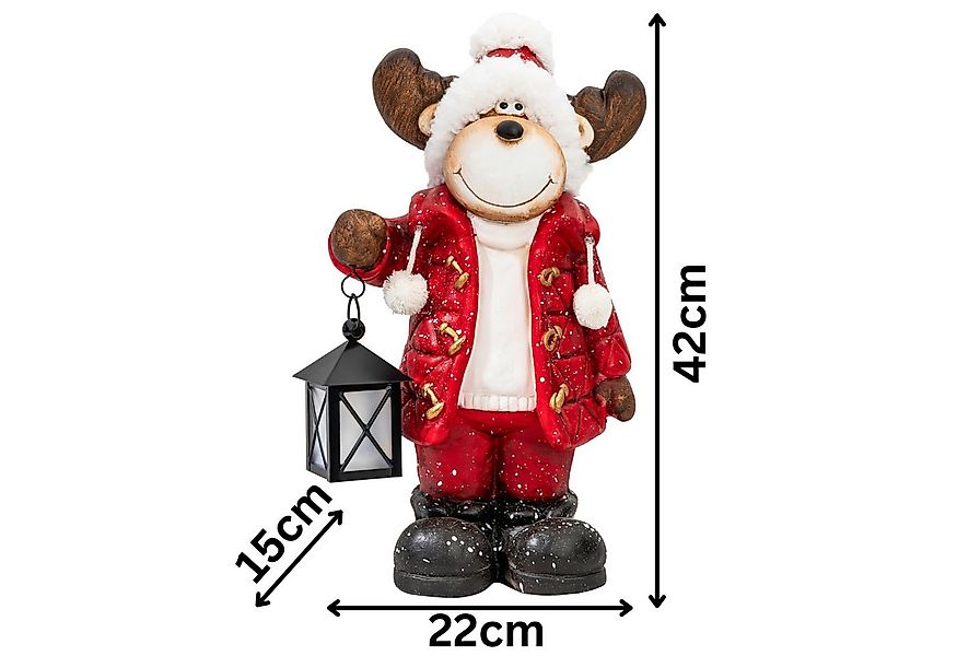 Kamelio Weihnachtsfigur Elch 40cm Weihnachtsdeko Figuren mit Laterne Weihna günstig online kaufen