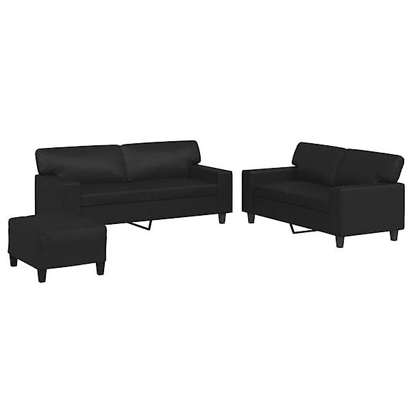 vidaXL Sofa, 3-tlg. Sofagarnitur Schwarz Kunstleder günstig online kaufen
