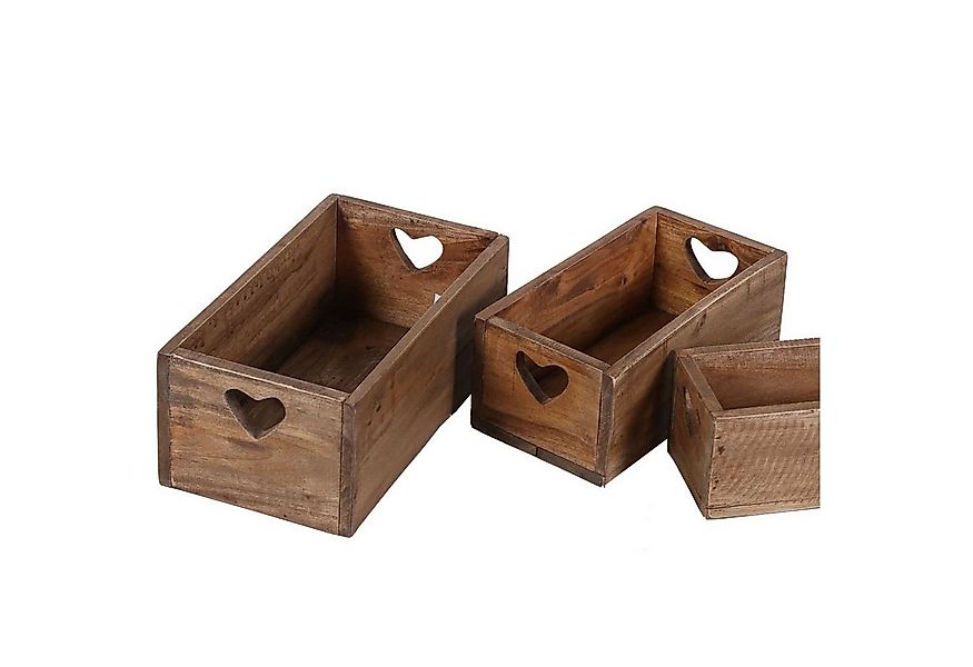Casa Moro Aufbewahrungsbox Retro Holzbox 3er Set LUCIA alte Ziegelform mit günstig online kaufen