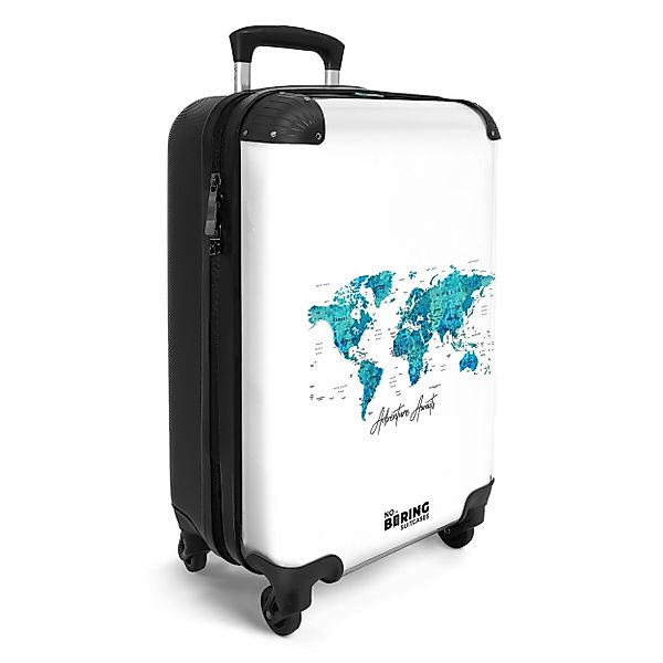 NoBoringSuitcases.com© Hartschalen-Trolley Weltkarte - Blau - günstig online kaufen