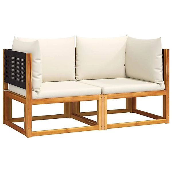 vidaXL Gartensofas-Ecke mit Kissen 2 Stk Holz Akazie Rattan 3278876 günstig online kaufen
