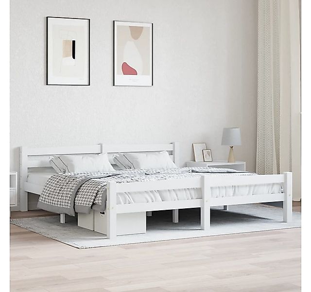 furnicato Bettgestell Massivholzbett Weiß Kiefer 180x200 cm (1-tlg) günstig online kaufen