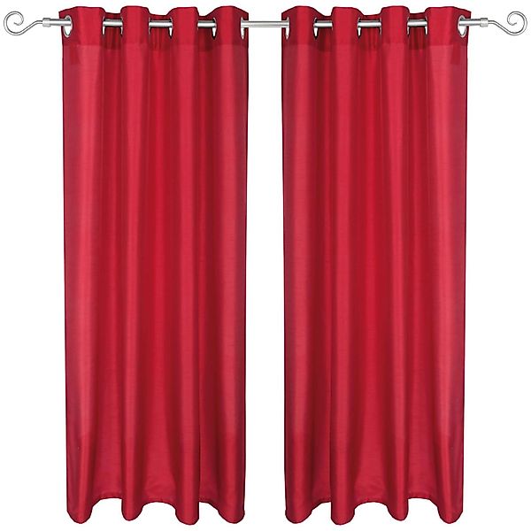 Arsvita 2er Pack Gardine Blickdicht Alessia mit Ösen 140 cm x 145 cm Rot günstig online kaufen