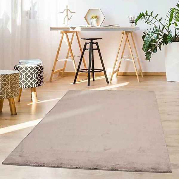 carpet city® Hochflorteppich Topia Uni Taupe taupe Gr. 160 x 230 günstig online kaufen