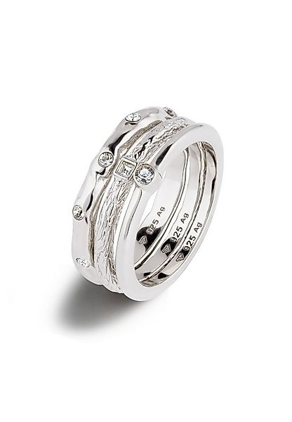 Elli Ring-Set Ringset Glas Kristalle Weiß (3 tlg) 925 Sterling Silber günstig online kaufen