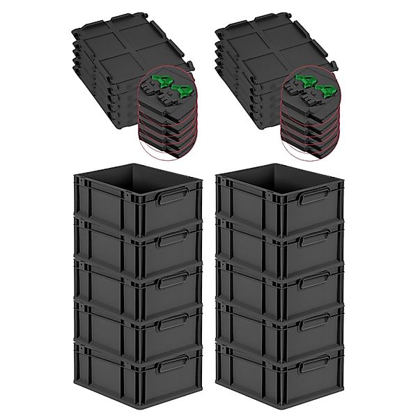 PROREGAL SuperSparSet 10x Eurobox Nextgen Grip Mit Scharnierdeckel Und Grün günstig online kaufen