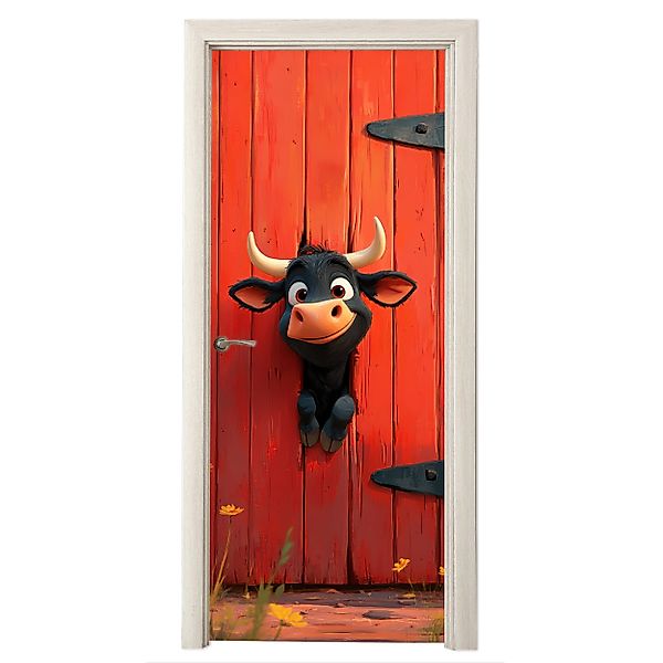 MuchoWow Türtapete Stier - Rot - günstig online kaufen