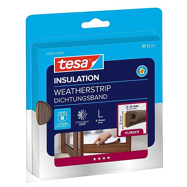 Tesamoll Fensterdichtung / Türdichtung P-Profile Gummidichtung Braun 6 m günstig online kaufen