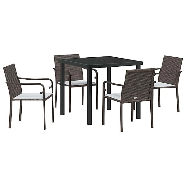 vidaXL Garten Essgruppe 5-Tlg Braun Poly Rattan 3379045 günstig online kaufen