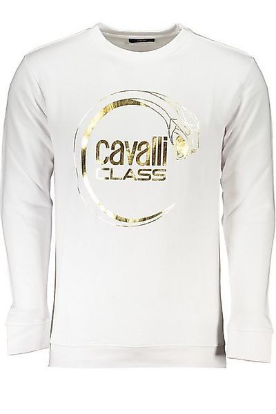 Cavalli Class Sweatshirt Weißes Herren-Sweatshirt - Rundhalsausschnitt günstig online kaufen