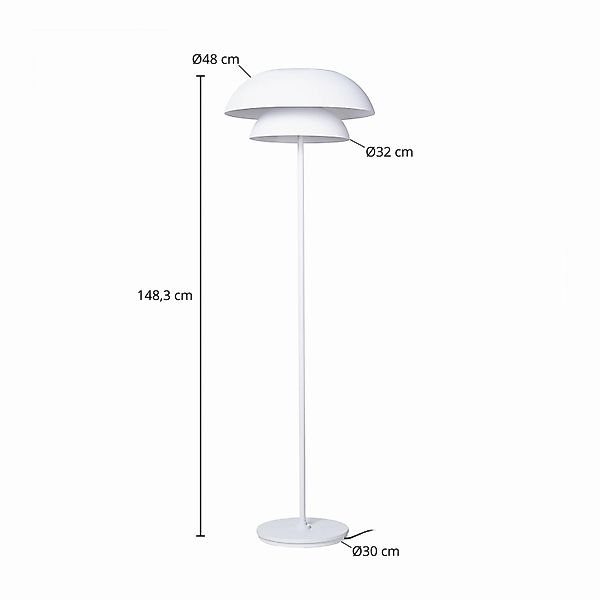 Lucande Stehleuchte Kellina, weiß, 151 cm, Metall, 1-flg. günstig online kaufen