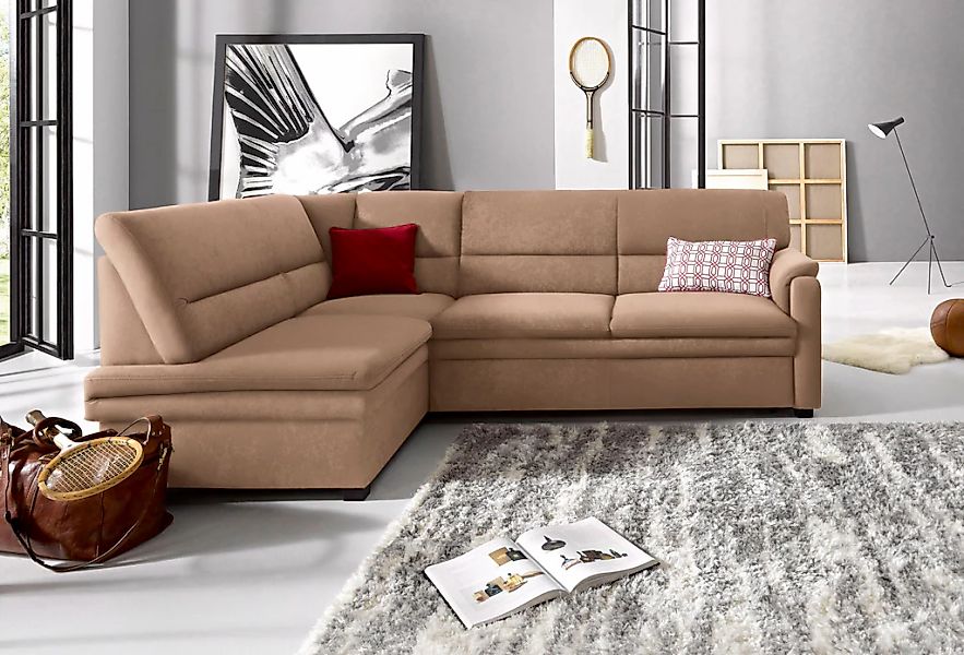 sit&more Ecksofa »Pisa L-Form« mit Federkern, wahlweise mit Bettfunktion günstig online kaufen