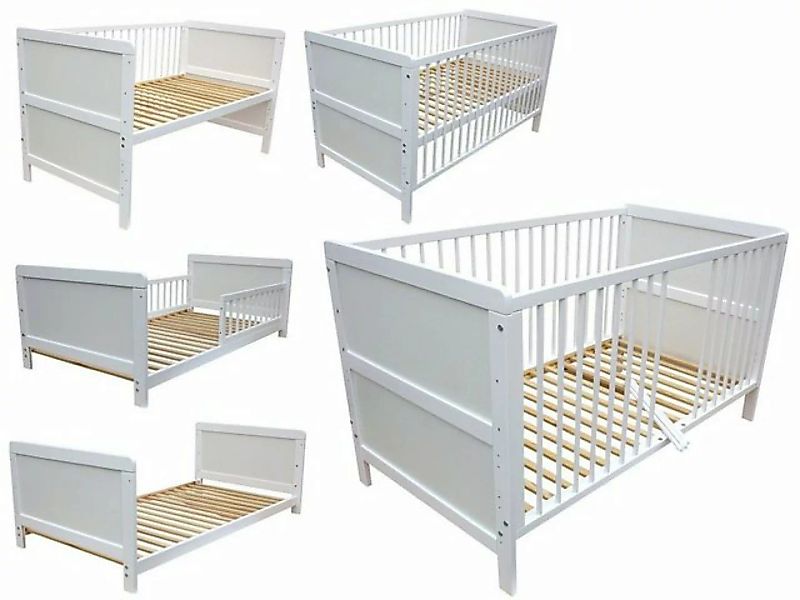 Micoland Kinderbett Kinderbett Juniorbett Beistellbett 140x70 cm 3in1 weiß günstig online kaufen