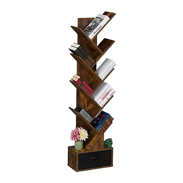 relaxdays Bücherregal in Baumform, Industrial-Schwarz günstig online kaufen
