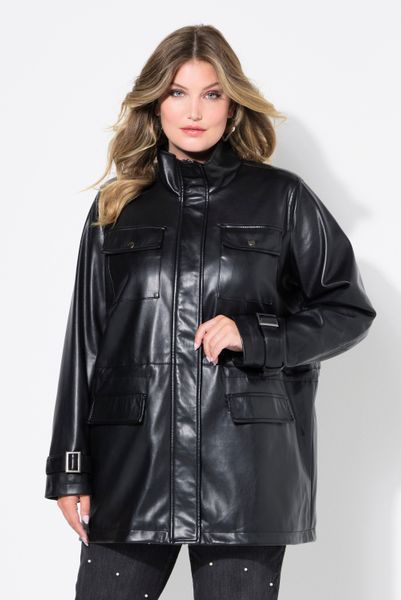 MIAMODA Lederjacke Jacke Lederoptik Tunnelzug in günstig online kaufen