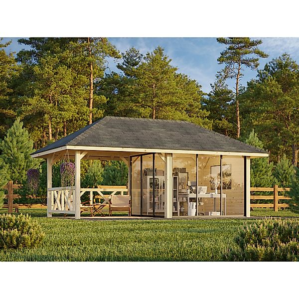Palmako Pavillon Bianca Set 503 Slide Plus 588 x 300 cm Lackiert Weiß FSC® günstig online kaufen