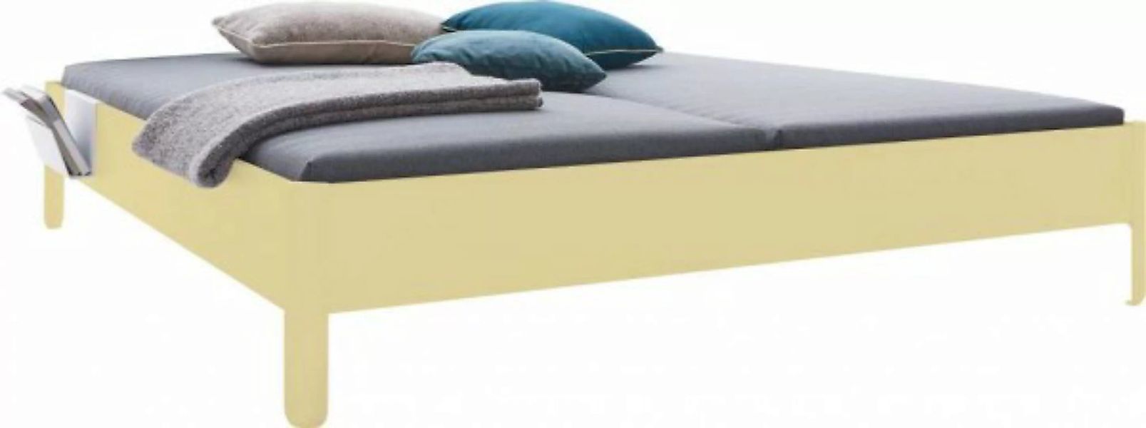 NAIT Doppelbett farbig lackiert Wachsgelb 200 x 210cm Ohne Kopfteil günstig online kaufen
