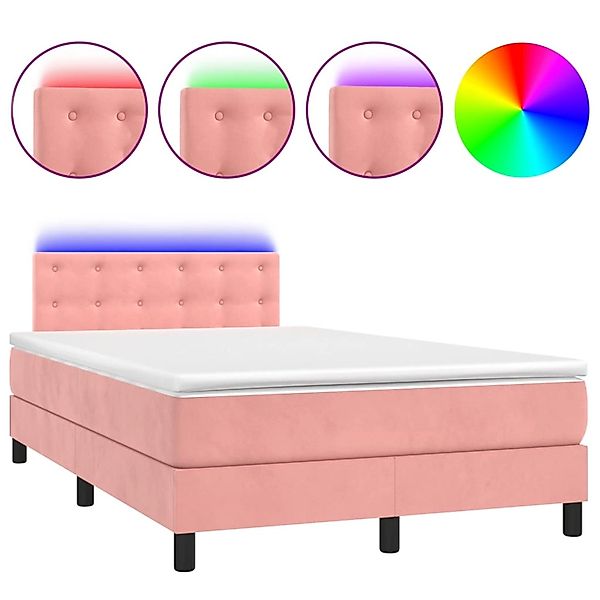 vidaXL Boxspringbett mit Matratze & LED Rosa 120x200 cm Samt 3134638 günstig online kaufen