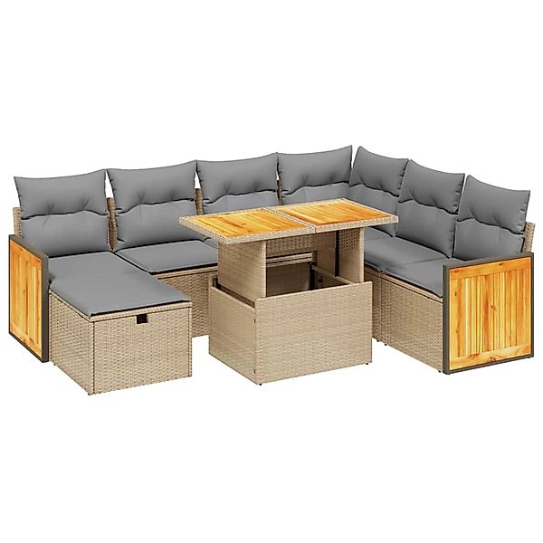 vidaXL 8-tlg Garten-Sofagarnitur mit Kissen Beige Poly Rattan Modell 266 günstig online kaufen